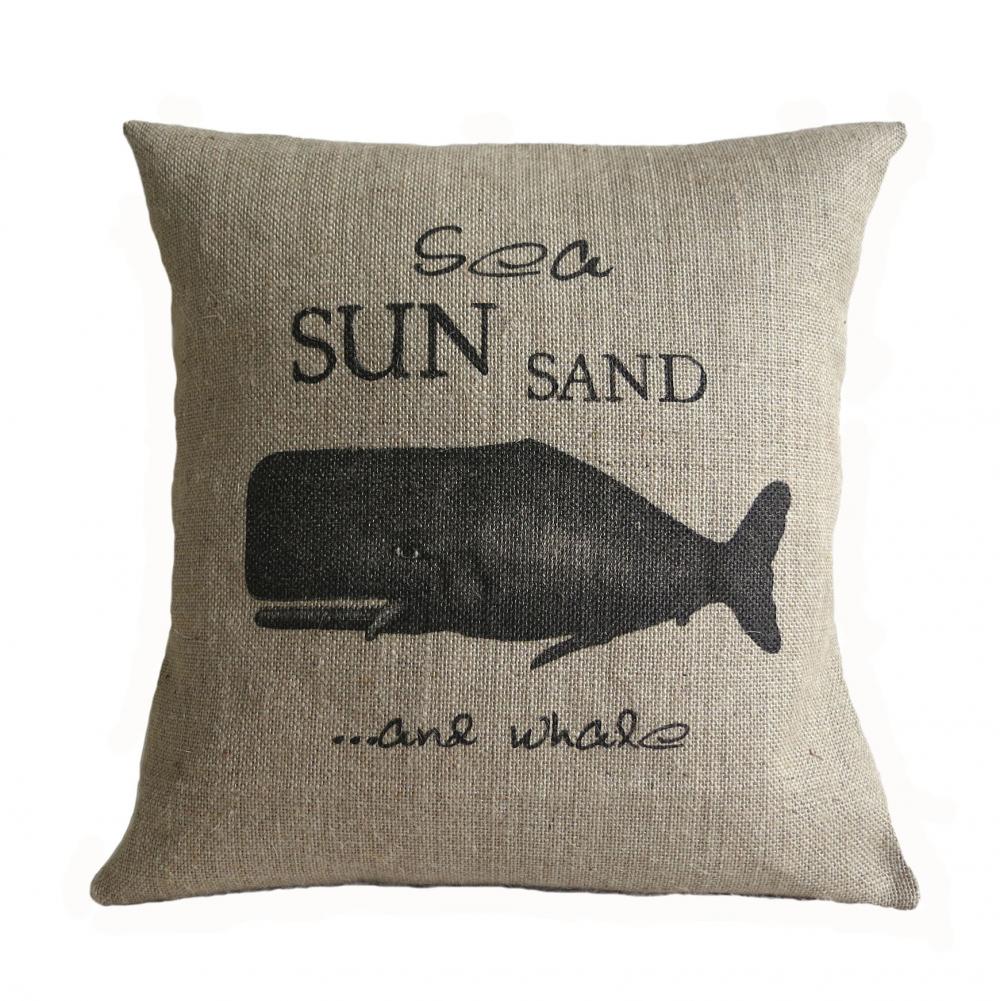 Sea Sun Sand and Whale Pillow Cover 