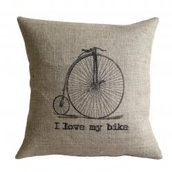 I Love my Bike Vintage Bicycle Pillow Cover  