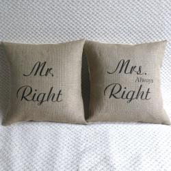 Mr Right & Mrs Always Right Set of Two Pillow Covers  